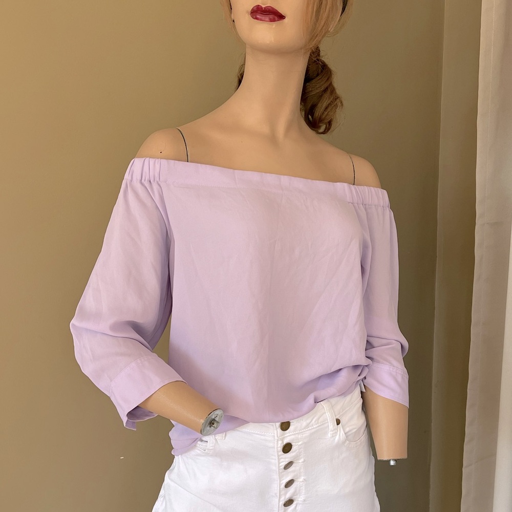 Banana Republic Lavender Purple Off Shoulder Blouse Top Small
